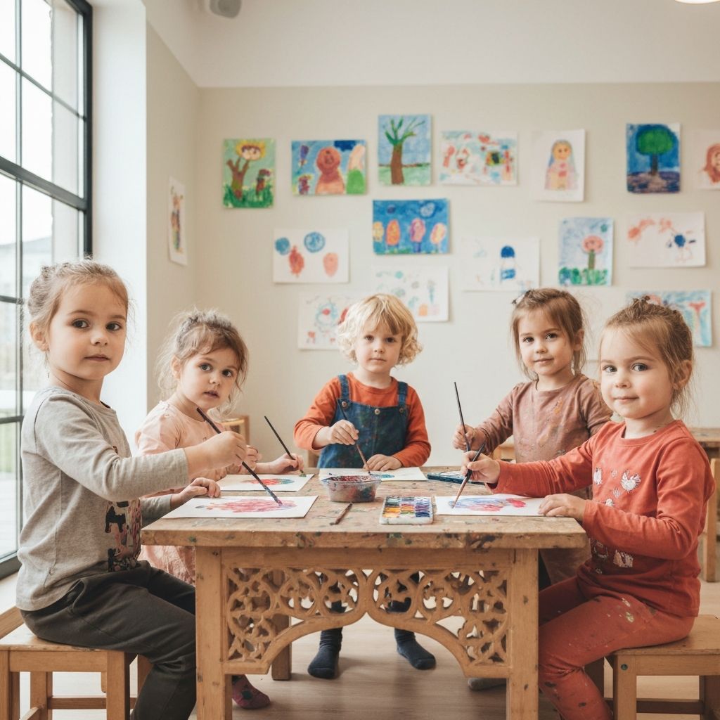 アートの時間：水彩画を楽しむ子どもたち