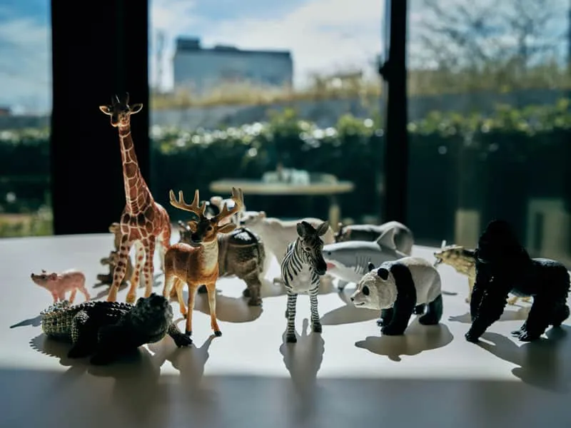 動物のフィギュアを使った遊び